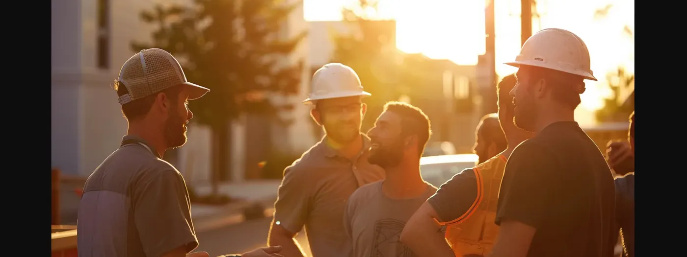 Instagram Marketing Made Easy: Powerful Hacks for Home Builder Success 5 a group of home builders engaging in lively conversation and collaboration during a community event on instagram.