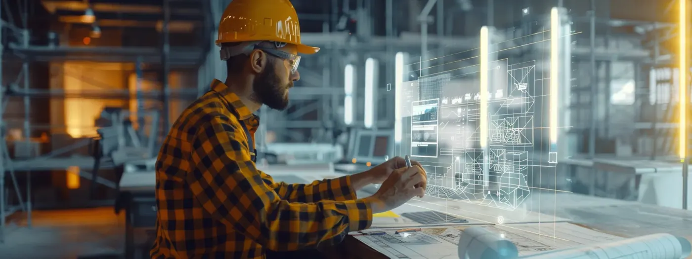 Powerful Email Tools for Builders 4 a construction worker confidently selects the perfect email tool on a sleek digital interface, surrounded by blueprints and a hardhat, showcasing advanced sales automation and market segmentation features.