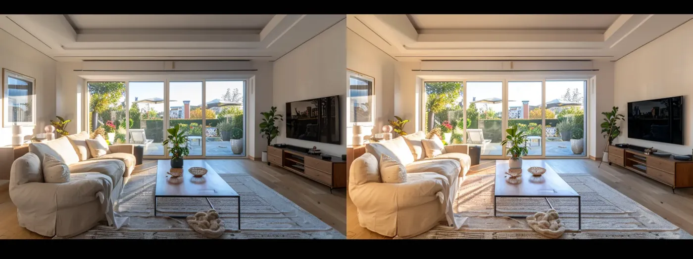 Why Visuals Are Key in Home Builder Social Media Strategies 2 a stunning before-and-after transformation image of a modern home renovation, highlighting every detail from start to finish.