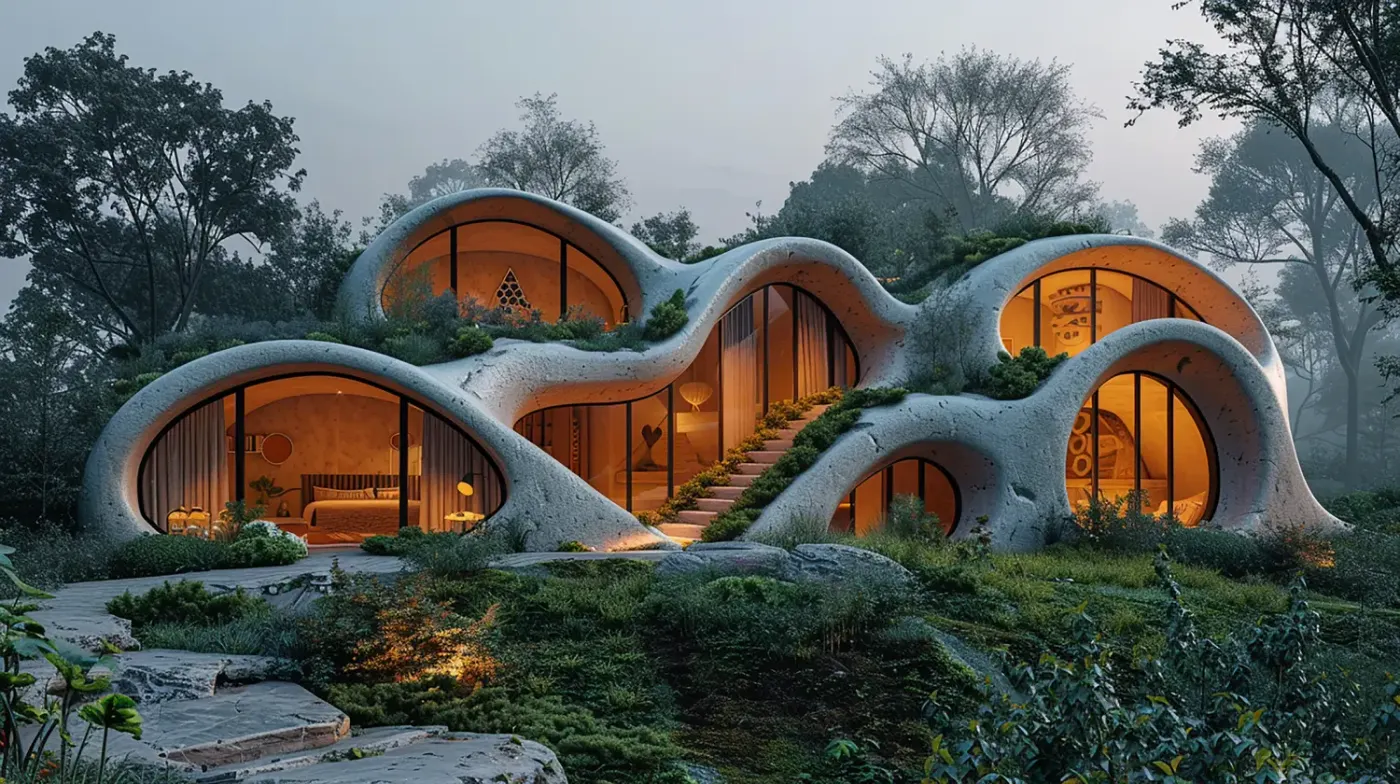 Unique organic-shaped modern architecture
