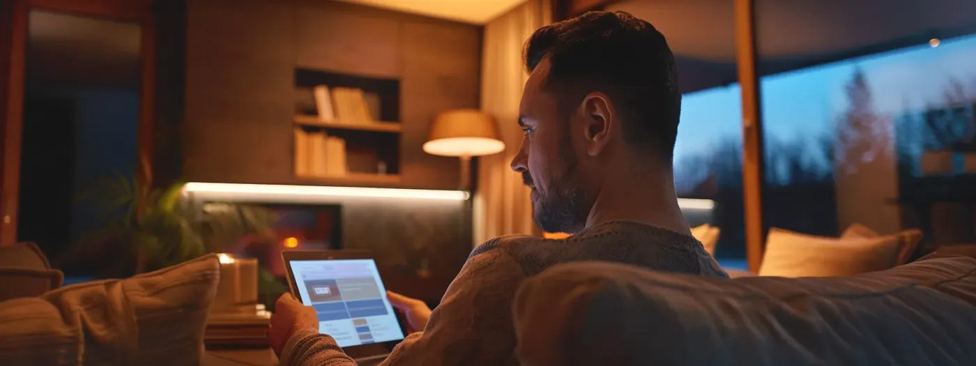 Blogs Packed With Expert Marketing Strategies for Home Builders 27 a modern home builder analyzing a detailed email marketing report on a sleek digital tablet.