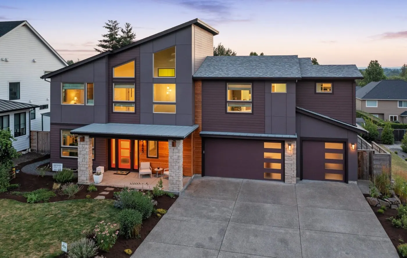 Evening Luxury House Exterior View