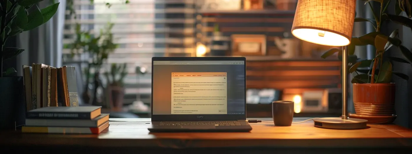 Blogs Packed With Expert Marketing Strategies for Home Builders 25 a sophisticated laptop screen displaying a beautifully designed real estate email template surrounded by stylish office decor.