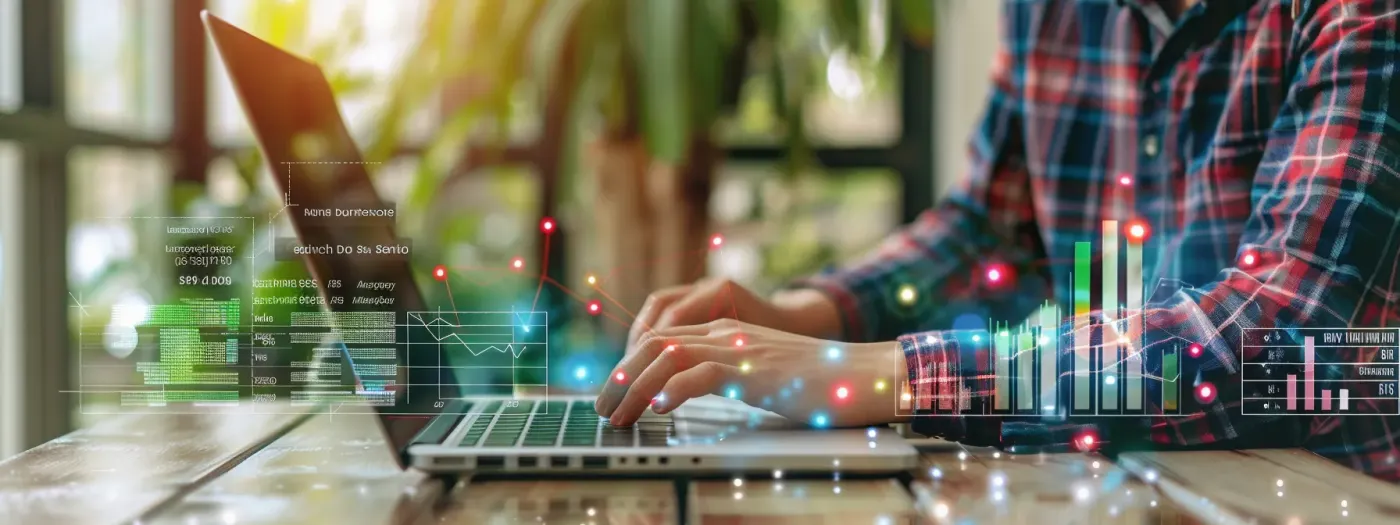 Master SEO: Guide to Home Builder Website Optimization 2 a home builder analyzing seo tools on a laptop, surrounded by keywords and graphs, emphasizing the importance of keyword research for website optimization.